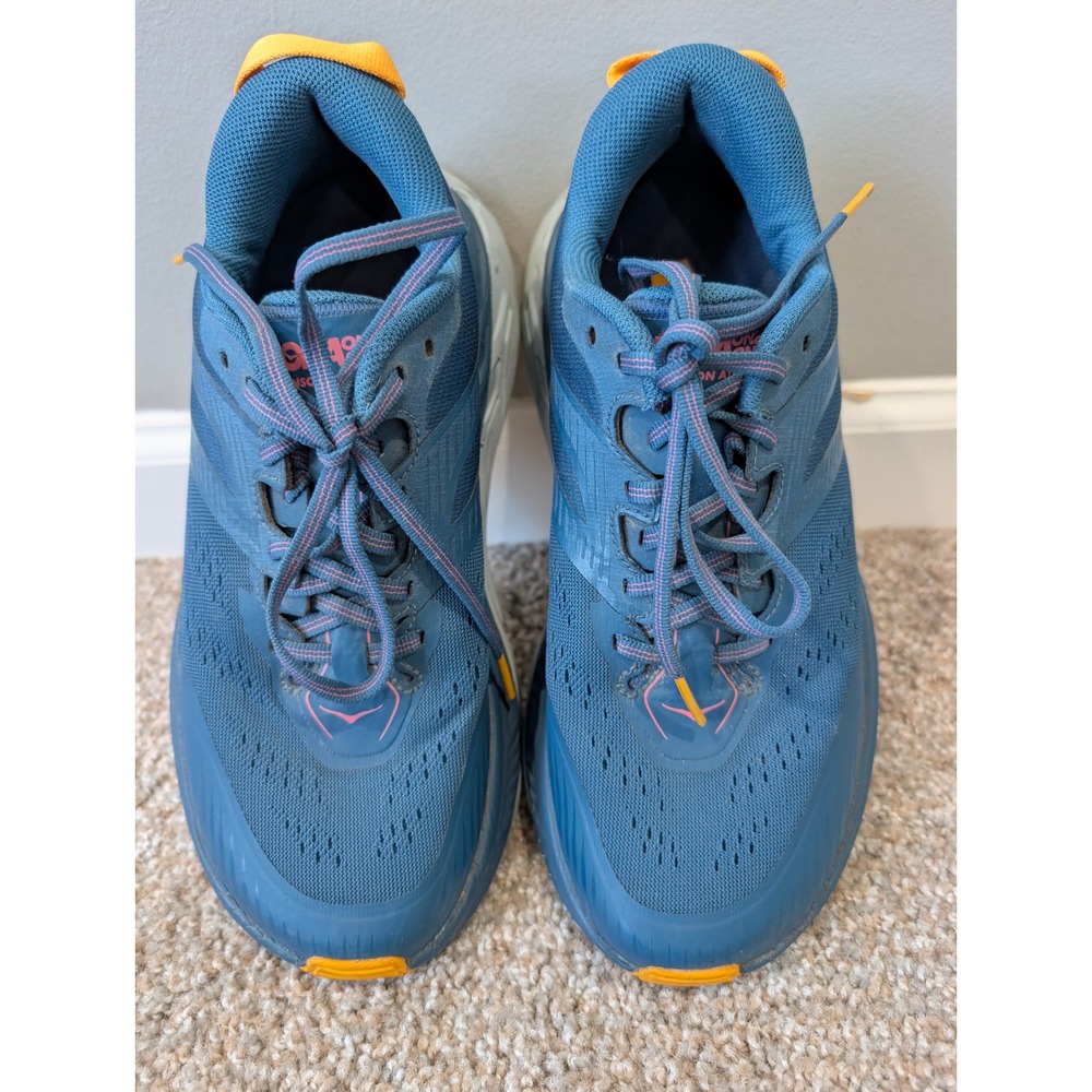 Hoka One One Bondi 7 Womens Blue Orange Running Shoes Sneakers 7.5
